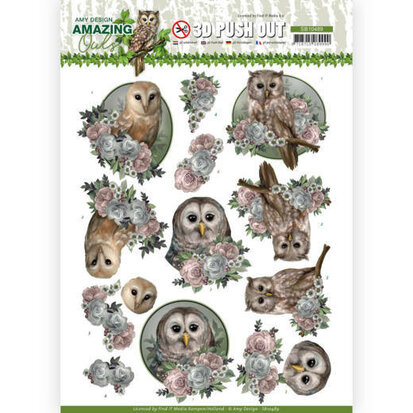 3D Push Out - Amy Design - Amazing Owls - Romantic Owls