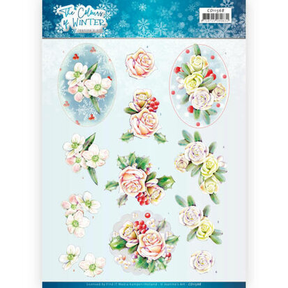 3D Cutting Sheet - Jeanine's Art - The colours of winter - Pink winter flowers
