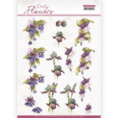 3D cutting sheet - Precious Marieke - Pretty Flowers - Purple Flowers