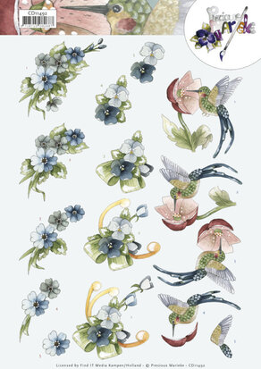 3D Cutting Sheet - Precious Marieke - Blue Flowers
