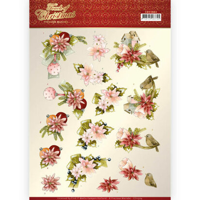 3D cutting sheet - Precious Marieke - Touch of Christmas - Pink Flowers