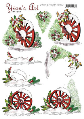 3D Cutting Sheet - Yvon's Art - Christmas Wagonwheel