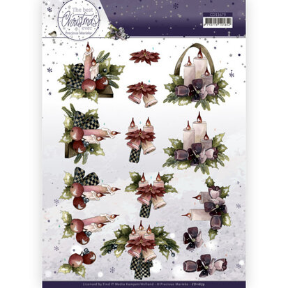 3D Cutting Sheet - PM - The Best Christmas Ever - Purple Flowers And Candles