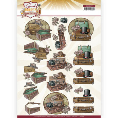 3D cutting sheet - Yvonne Creations - Good Old Days - Suitcase