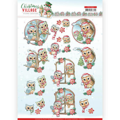 3D cutting sheet - Yvonne Creations - Christmas Village - Christmas Owls