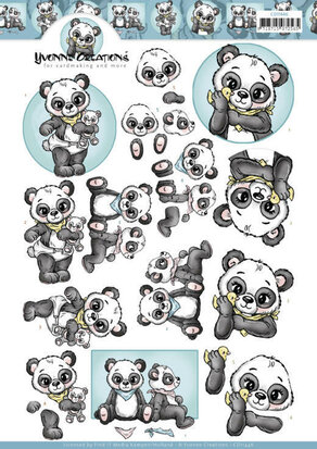 3D Cutting Sheet - Yvonne Creations - Panda Hugs