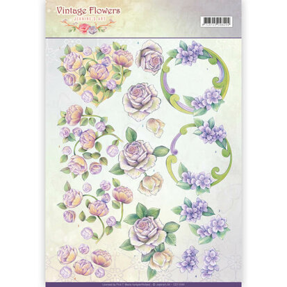 3D Knipvel - Jeanine's Art - Vintage Flowers - Romantic Purple