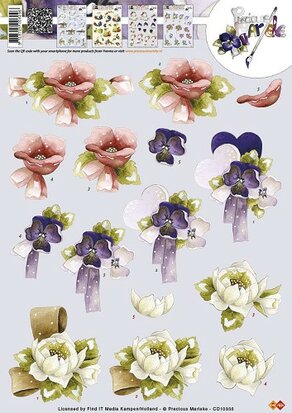 3D Knipvel - Precious Marieke - Bloemen wit