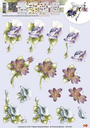 3D Knipvel - Precious Marieke - Bloemen Licht paars