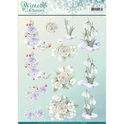 3D Knipvel - Jeanine's Art - winter classics - Snow flowers