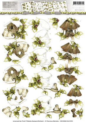 3D Knipvel - Precious Marieke - Rustic Christmas - Birdhouse