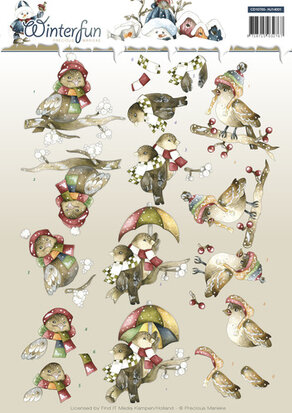 3D Knipvel - Precious Marieke - Winterfun - Funny birds