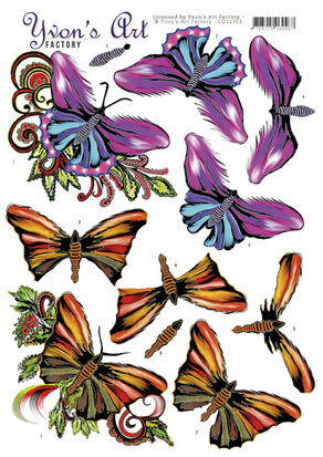 3D Knipvel - Yvon's Art - Butterflies