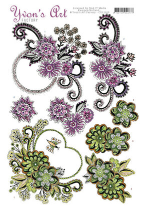 3D knipvel - Yvon's Art Factory - Flower swirls