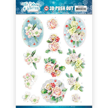3D Push Out - Jeanine's Art - The colours of winter - Pink winter flowers