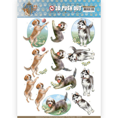 3D Pushout - Amy Design - Dog's Life - Playing Dogs