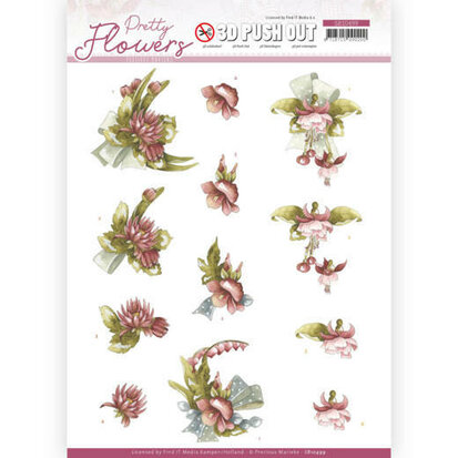 3D Push Out - Precious Marieke - Pretty Flowers - Red Flowers