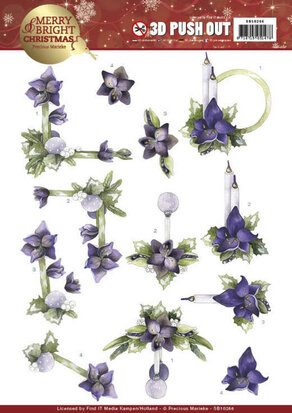 3D Push Out - Precious Marieke - Merry and Bright Christmas - Amaryllis in Purple