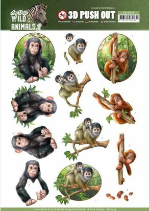 3D Pushout - Amy Design - Wild Animals 2 - Monkey
