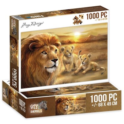 Puzzel 1000 pc - Amy Design - Wild Animals - Lion with cubs - ADPZ1002