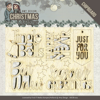 Chipboard - Amy Design - Christmas Wishes - Text