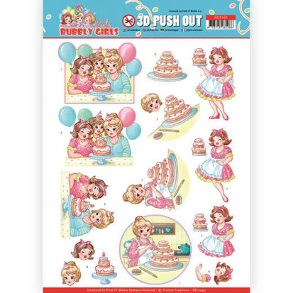 3D Push Out - Yvonne Creations - Bubbly Girls - Party - Baking