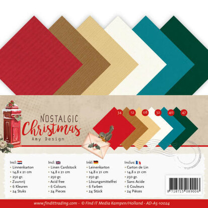 Linen Cardstock Pack - A5 - Amy Design - Nostalgic Christmas