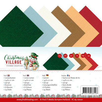 Linen Cardstock Pack - A5 - Yvonne Creations - Christmas Village