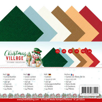 Linen Cardstock Pack - 4K - Yvonne Creations - Christmas Village