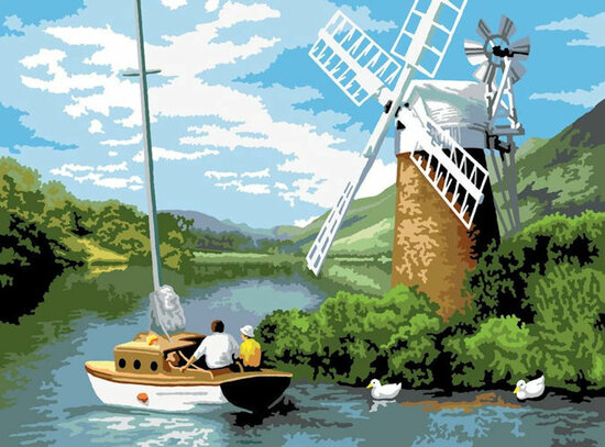 Painting by numbers - WINDMILL ON THE RIVE - PAL7