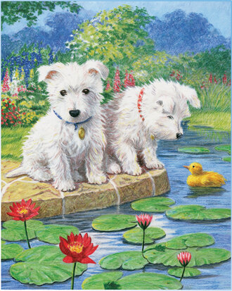 Kleuren op nummer - Witte Terriers