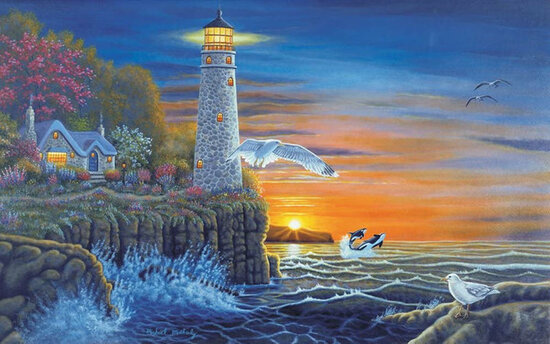 Painting by numbers - WATERSIDE LIGHTHOUSE