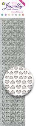Jewelly Pearls & Gems Hearts Pearl Silver, 2 sheets
