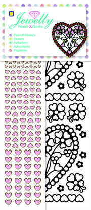 Jewelly Pearls & Gems, Black Hearts, 5 sheets