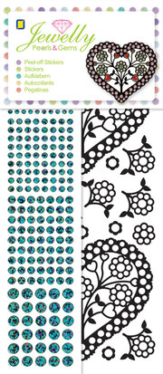 Jewelly Pearls & Gems, Black Hearts , 5 sheets