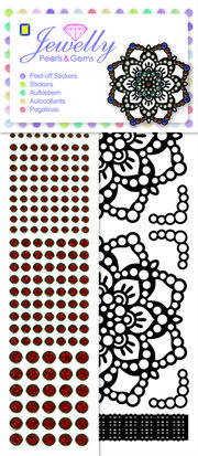 Jewelly Pearls & Gems, Black Flowers, 5 sheets