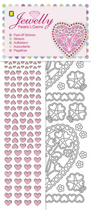 Jewelly Pearls & Gems, White Hearts, 5 sheets