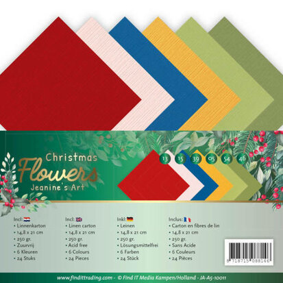 Linen Cardstock Pack - A5 - Jeanines Art Christmas Flowers