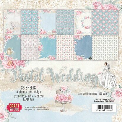 Craft & You Design - Paperpack - 152 x 152mm - Pastel Wedding (CPB-PW15)